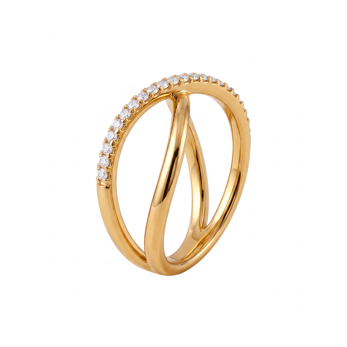 Crossover Band Round Diamond Lab Grown Ring