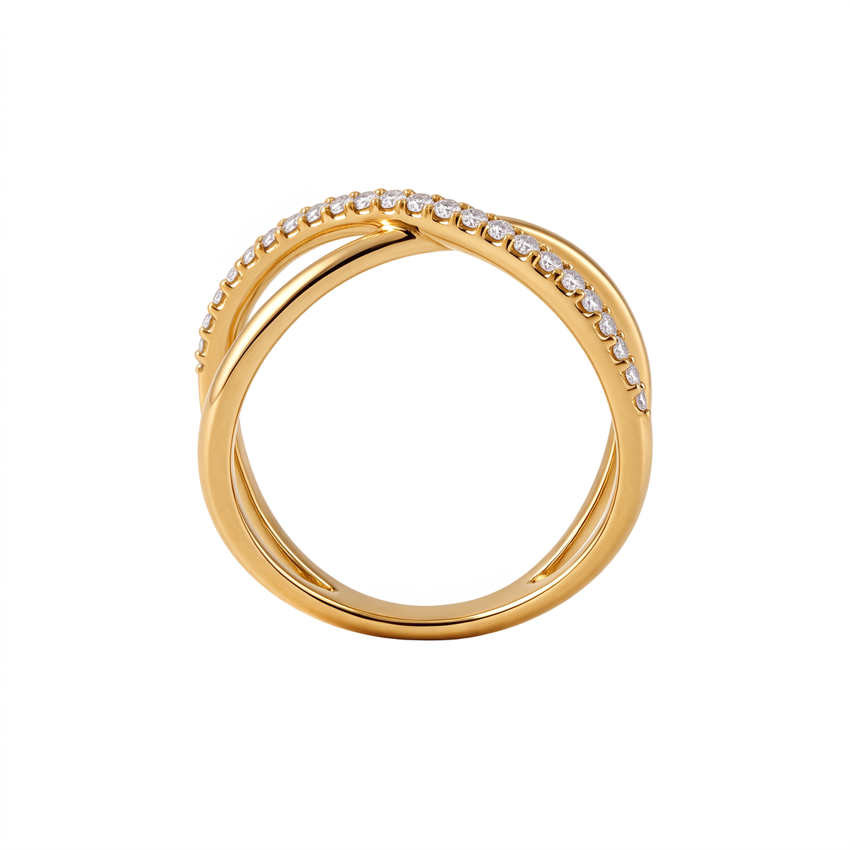 Crossover Band Round Diamond Lab Grown Ring