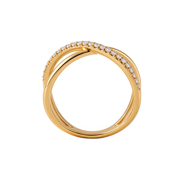 Crossover Band Round Diamond Lab Grown Ring