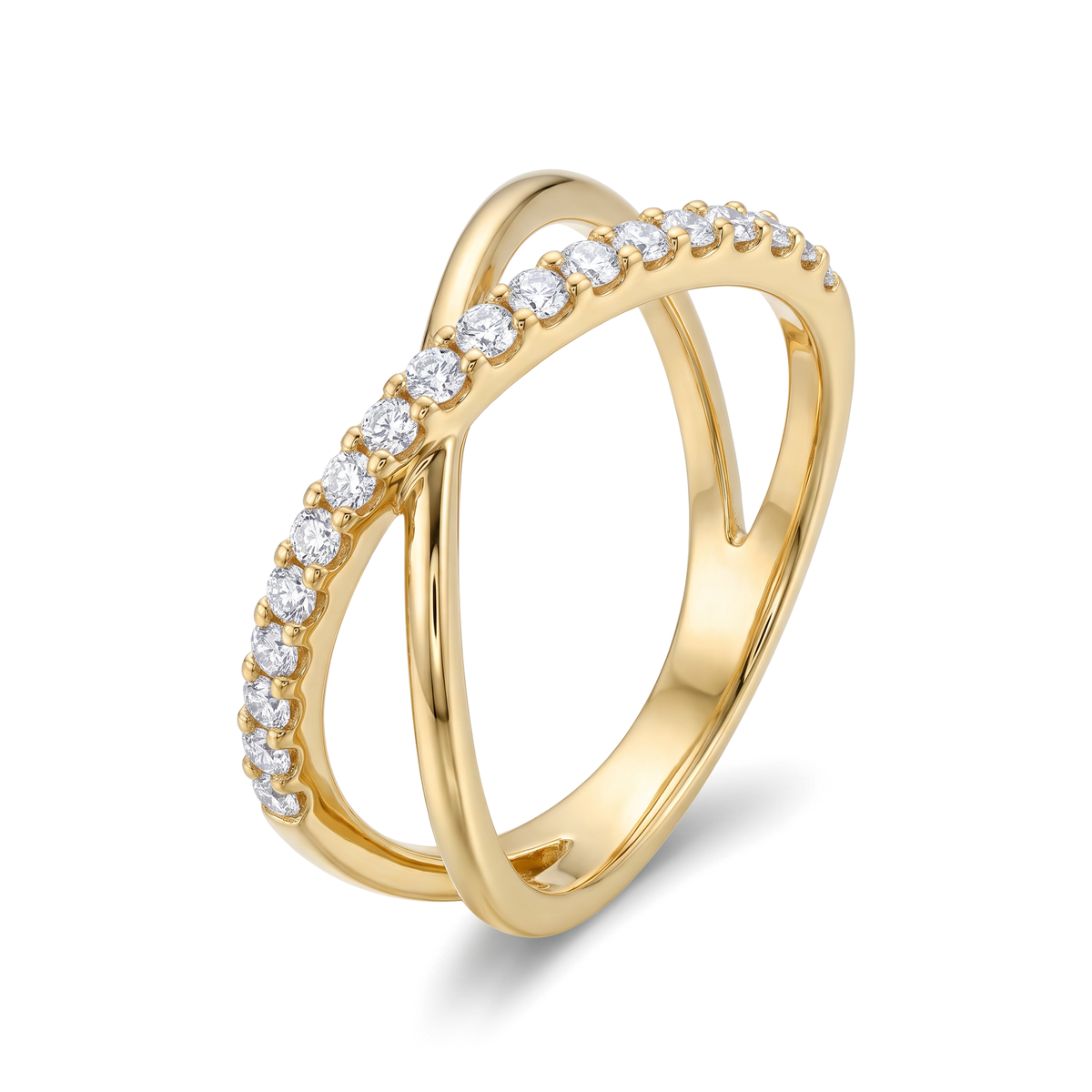 Crossover Band Round Diamond Lab Grown Ring