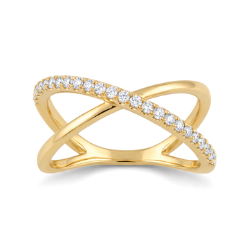 Crossover Band Round Diamond Lab Grown Ring