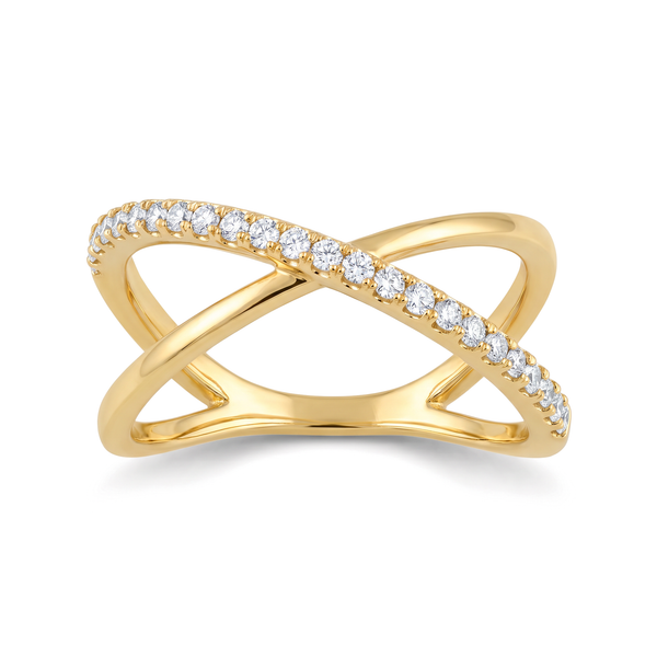 Crossover Band Round Diamond Lab Grown Ring