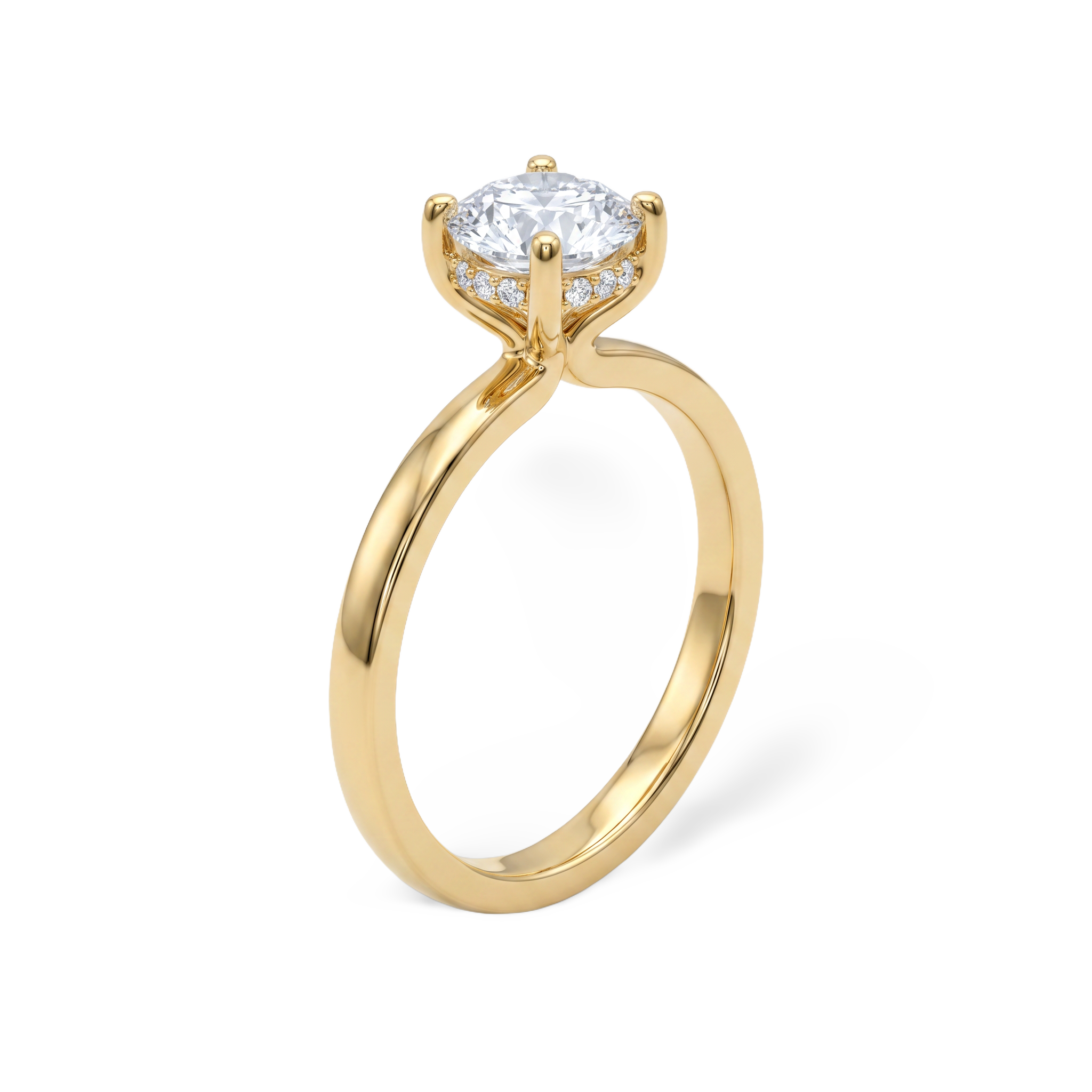 Crown Setting Round Lab Grown Diamond Ring