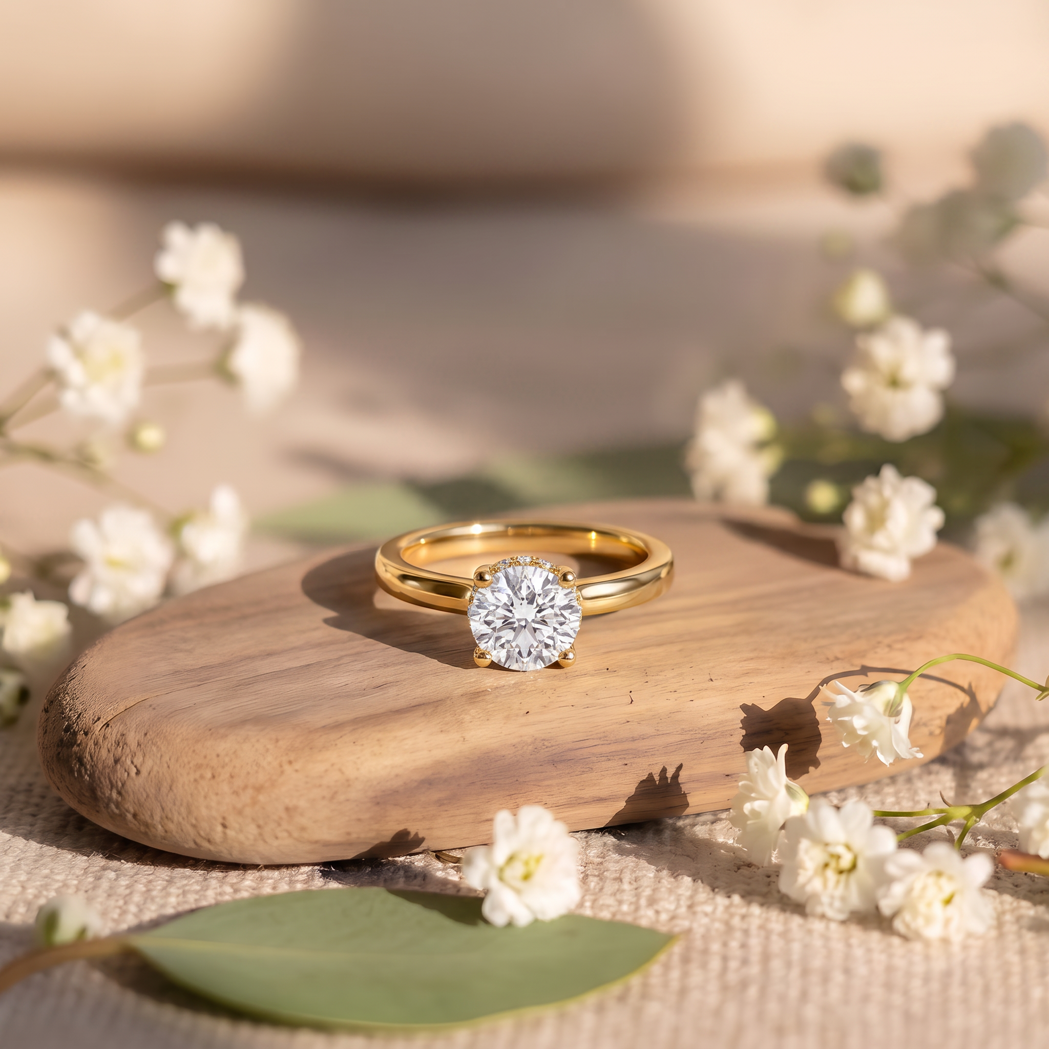 Crown Setting Round Lab Grown Diamond Ring