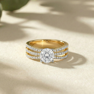 Triple Row Pav������ Solitaire Lab Grown Diamond Ring