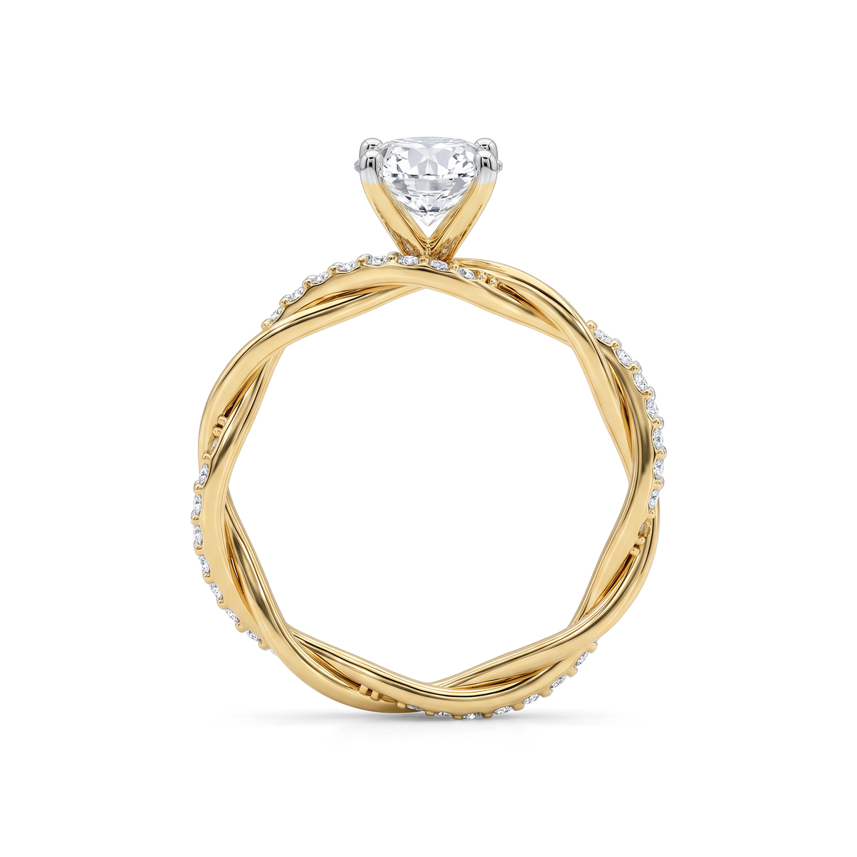 Twisted Round Solitaire Ring
