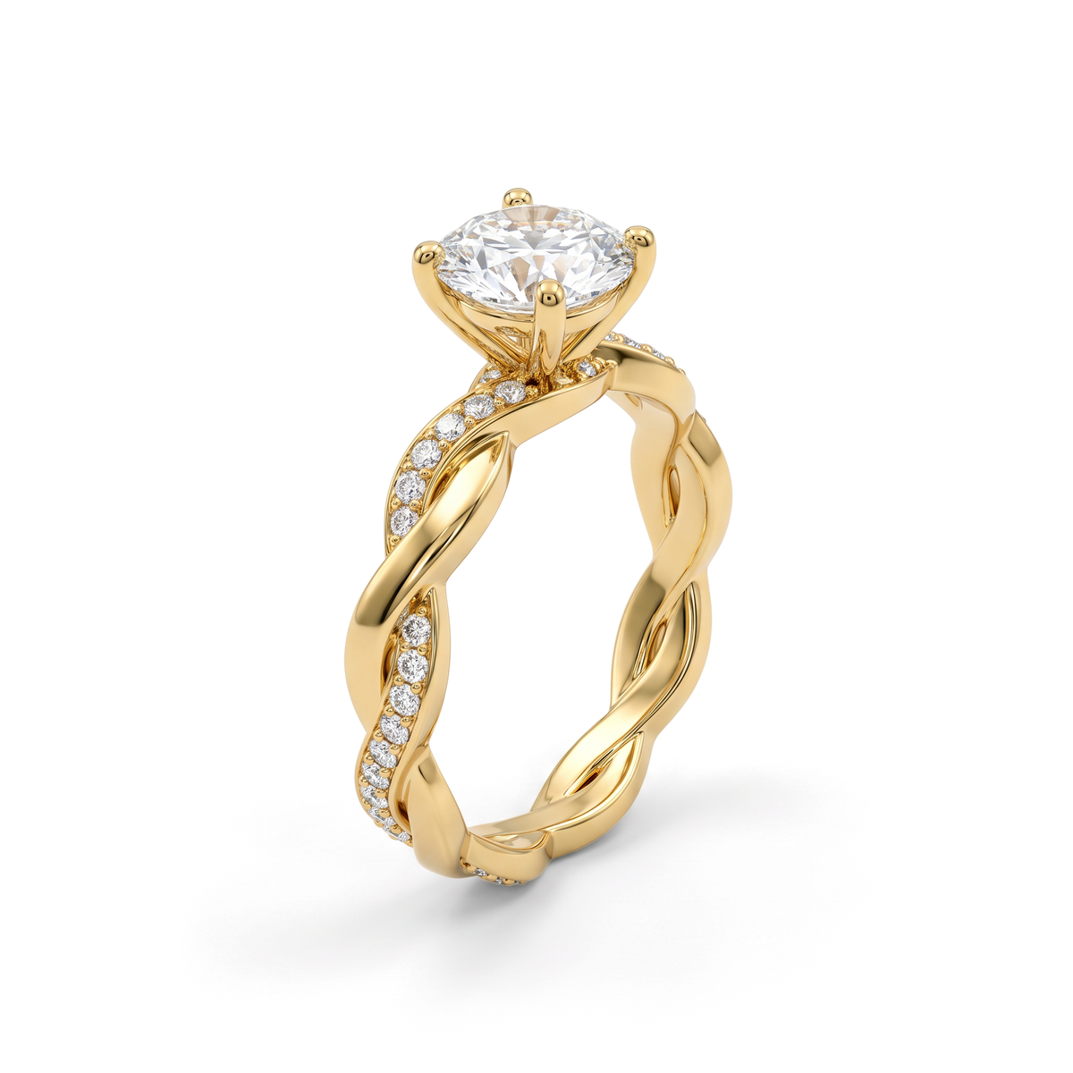 Twisted Round Solitaire Ring