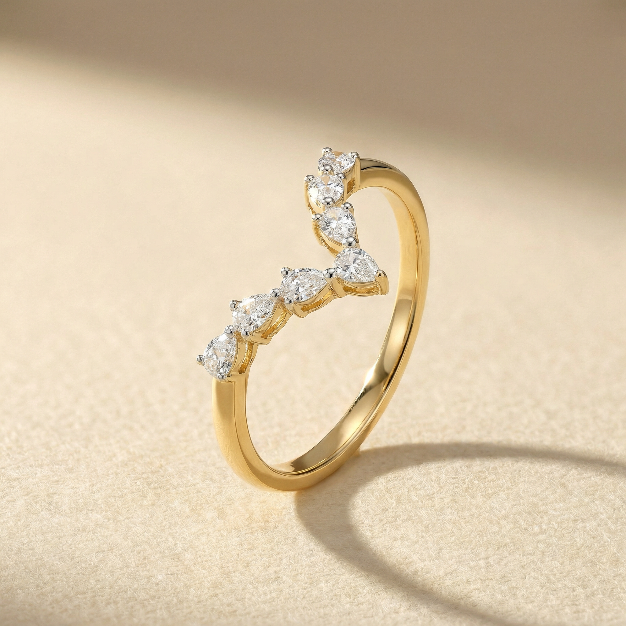 Delicate Drop V Pavé Lab Grown Diamond Ring