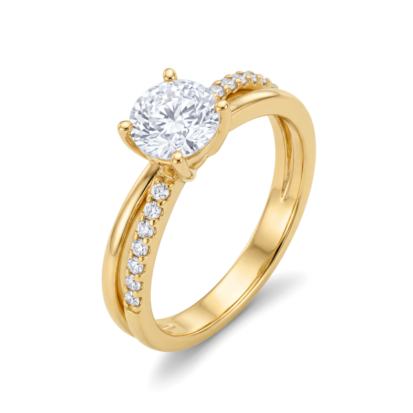 Split Shank Crossover Round Solitaire Ring