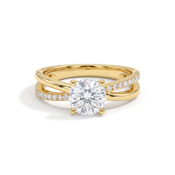 Split Shank Crossover Round Solitaire Ring