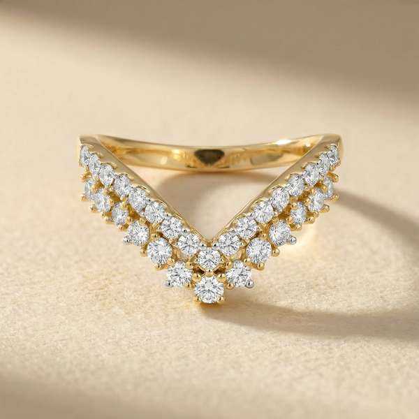 V-Shaped Layered Cluster Ring – Lab Grown Diamond Ring