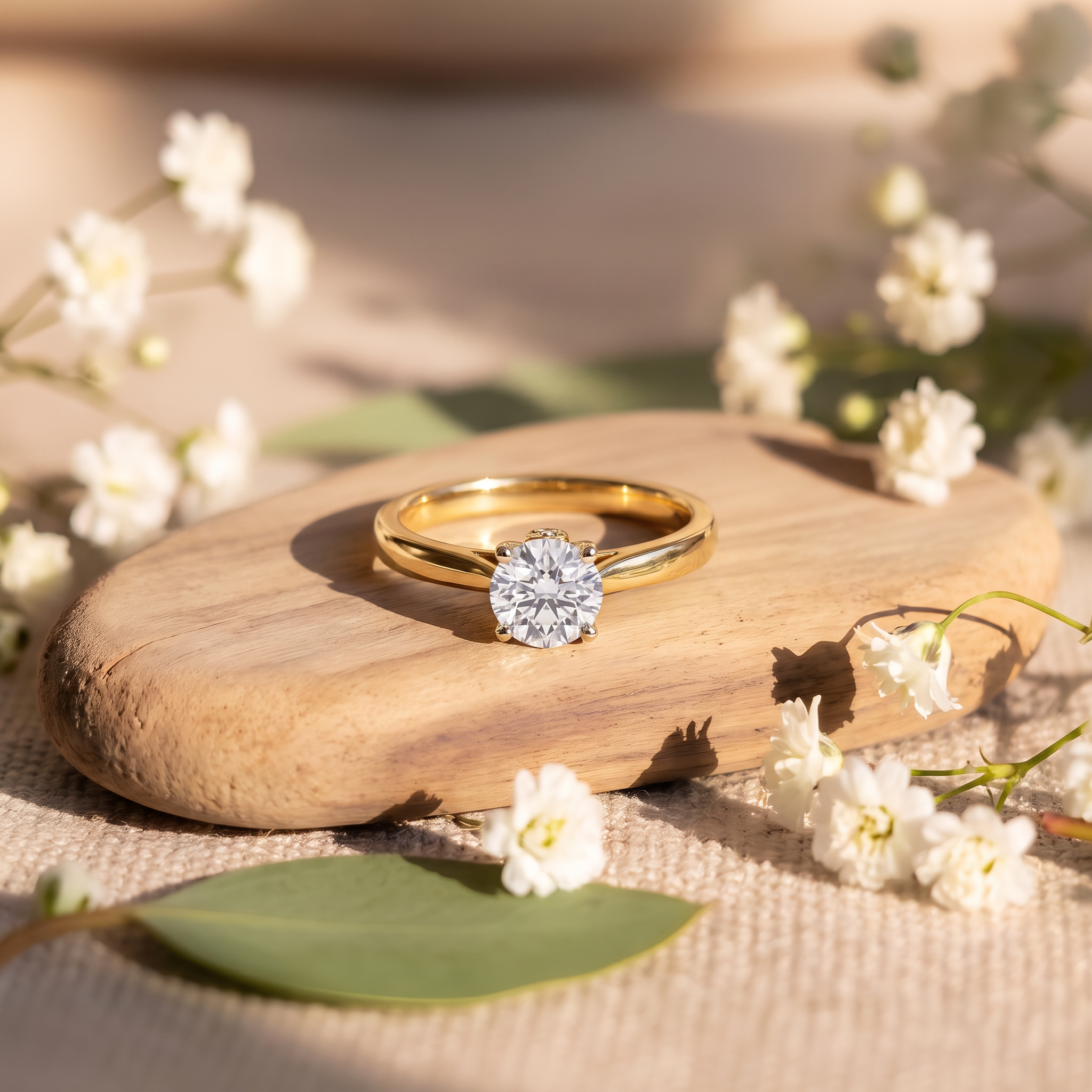 Classic Cathedral Round Lab Grown Diamond Ring