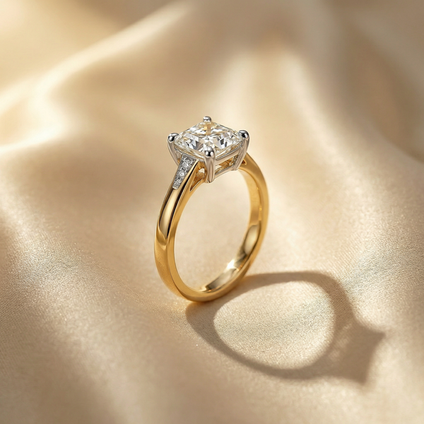 Asscher Cut Solitaire Lab Grown Diamond Ring