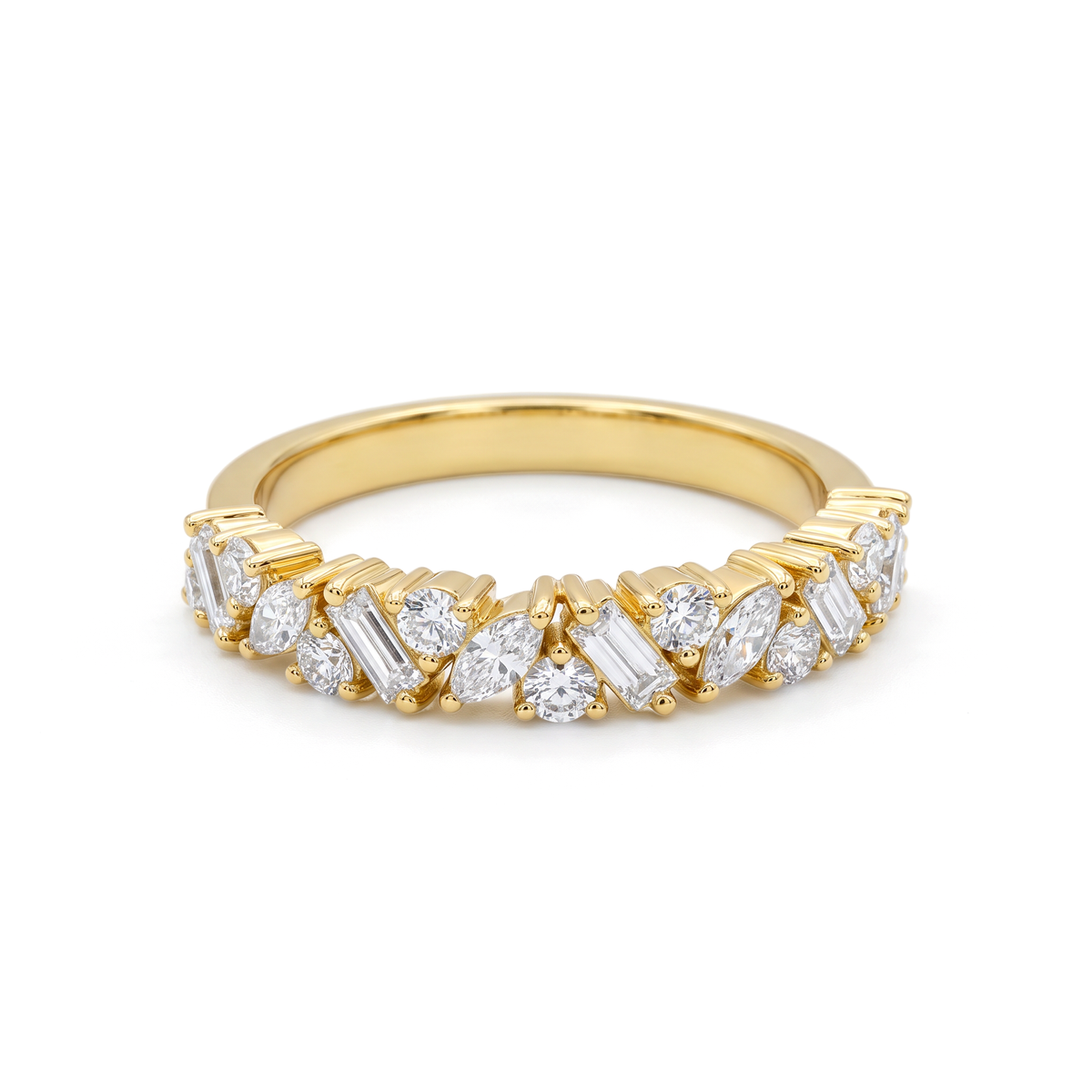 Multi-Shape Mosaic Band Diamond Ring