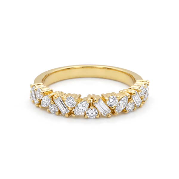 Multi-Shape Mosaic Band Diamond Ring