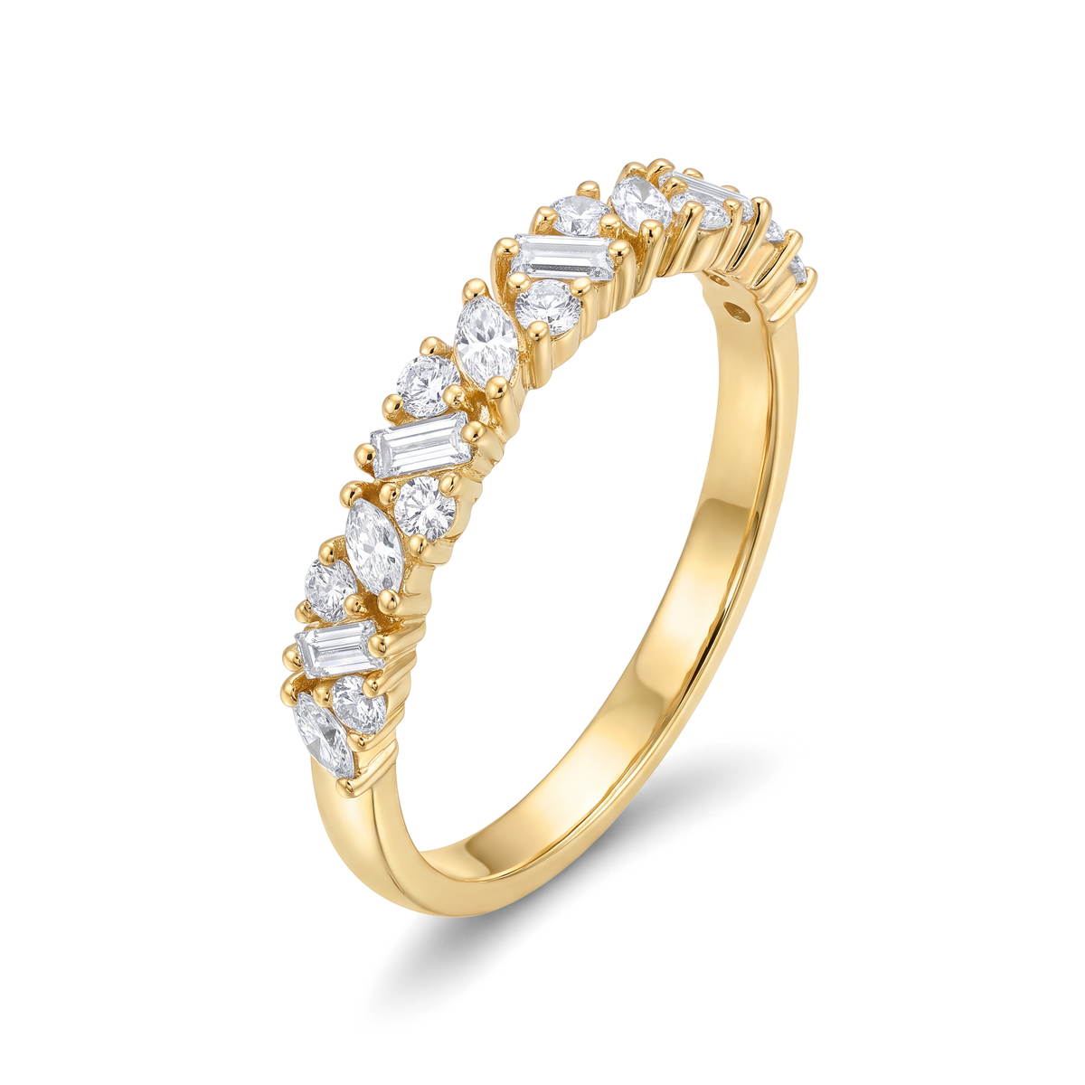 Multi-Shape Mosaic Band Diamond Ring