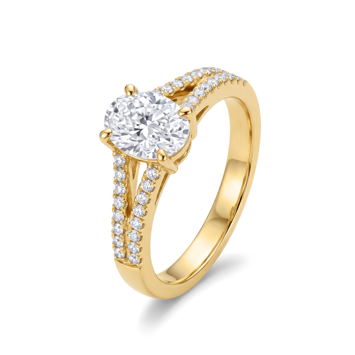 Split Shank Pavé Oval Solitaire Ring