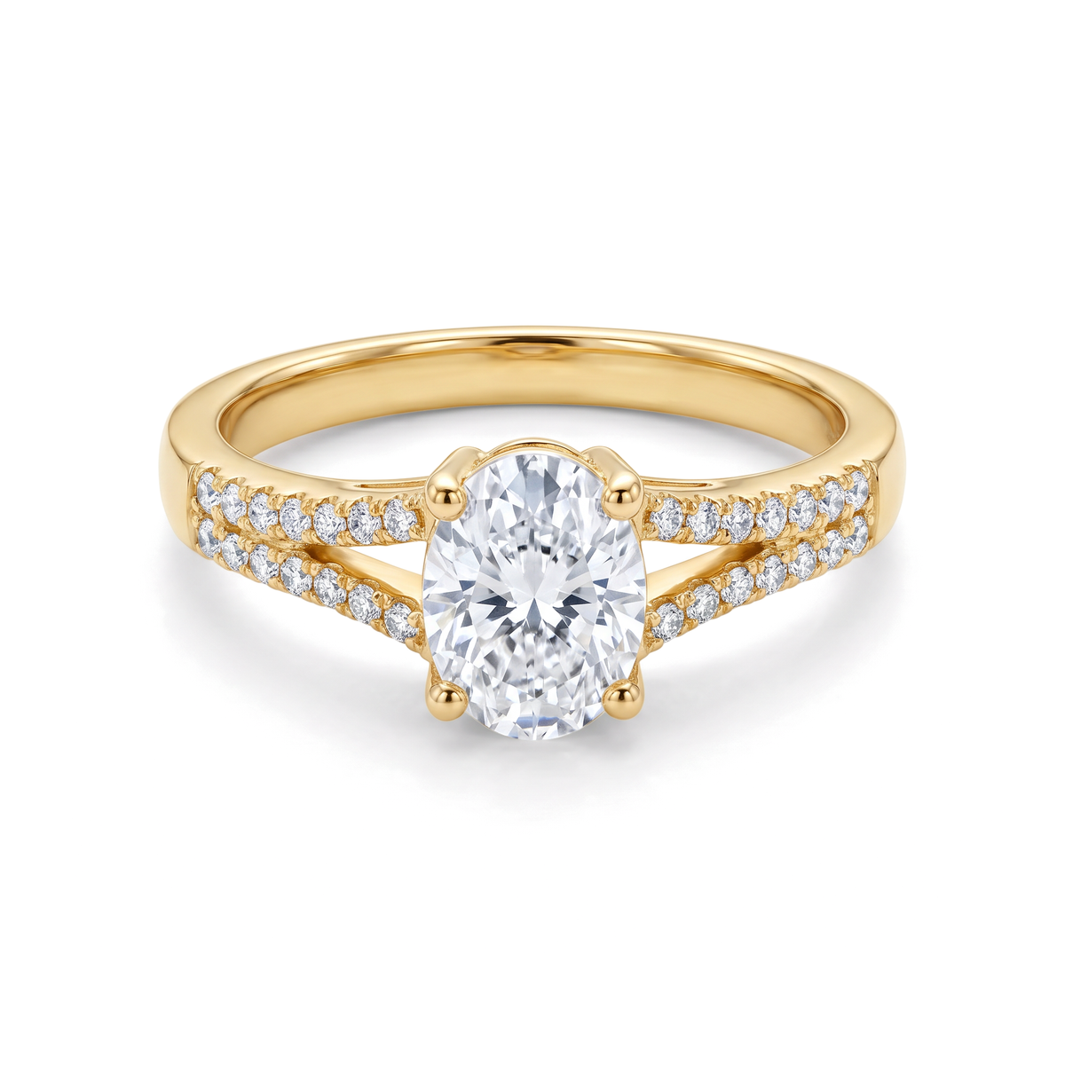 Split Shank Pavé Oval Solitaire Ring