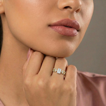 Floral Side Accent Radiant Lab Grown Diamond Ring