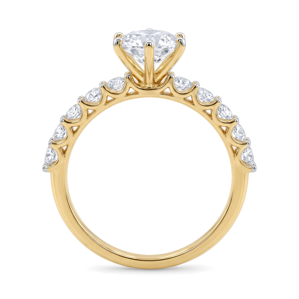 Shared Prong Round Solitaire Ring