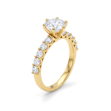 Shared Prong Round Solitaire Ring