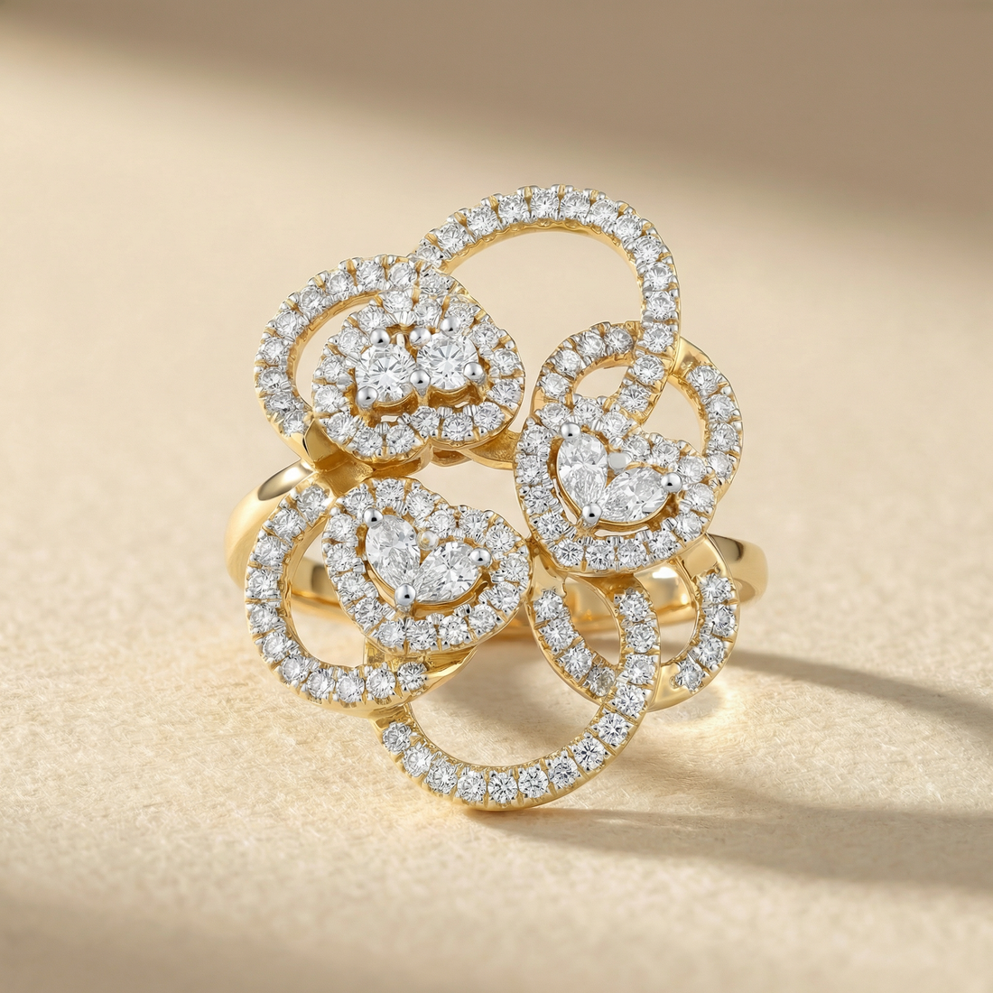 Abstract Loop Cluster Lab Grown Diamond Ring