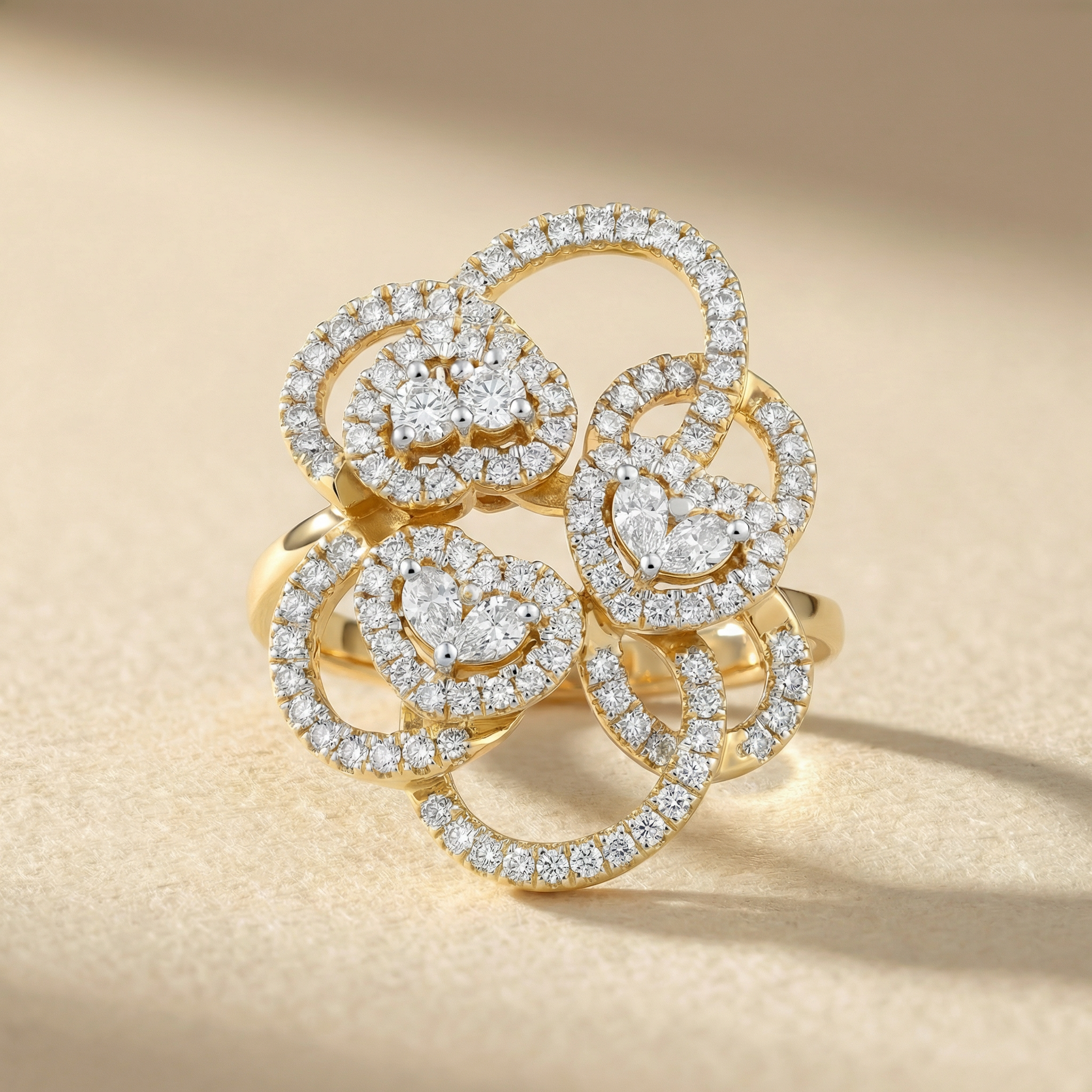 Abstract Loop Cluster Lab Grown Diamond Ring