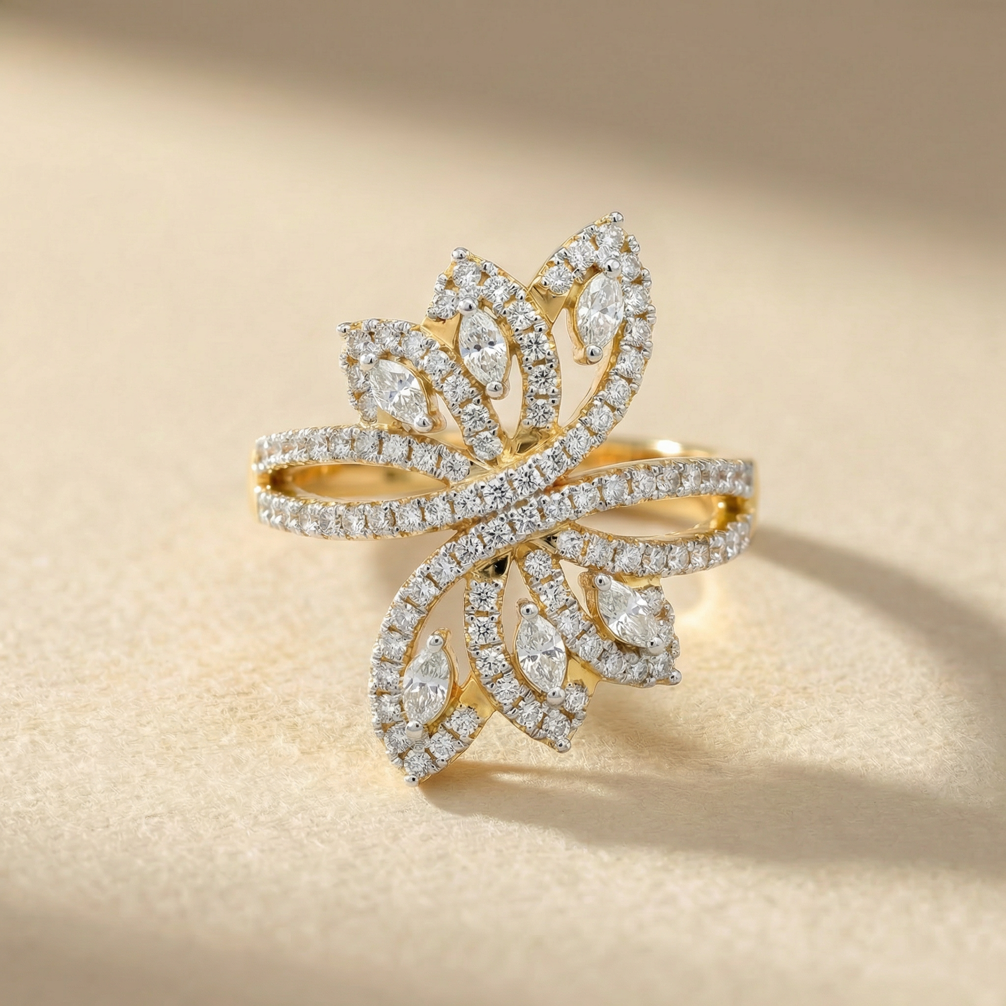 Leaf Wrap Pavé Lab Grown Diamond Ring