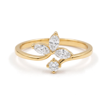 Floral Bypass Marquise Round Diamond Lab Grown Ring