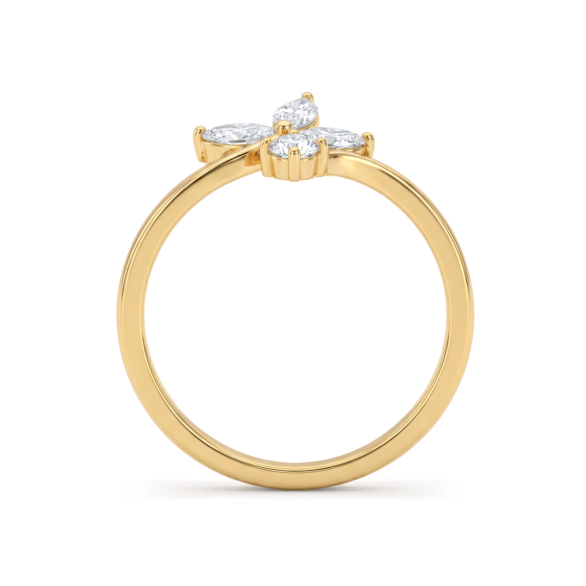 Floral Bypass Marquise Round Diamond Lab Grown Ring