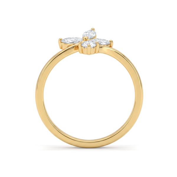 Floral Bypass Marquise Round Diamond Lab Grown Ring