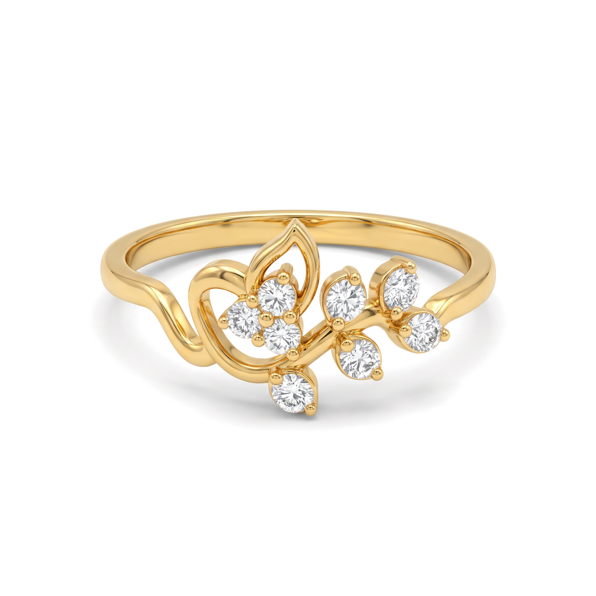 Botanical Leaf Vine Round Diamond Lab Grown Ring