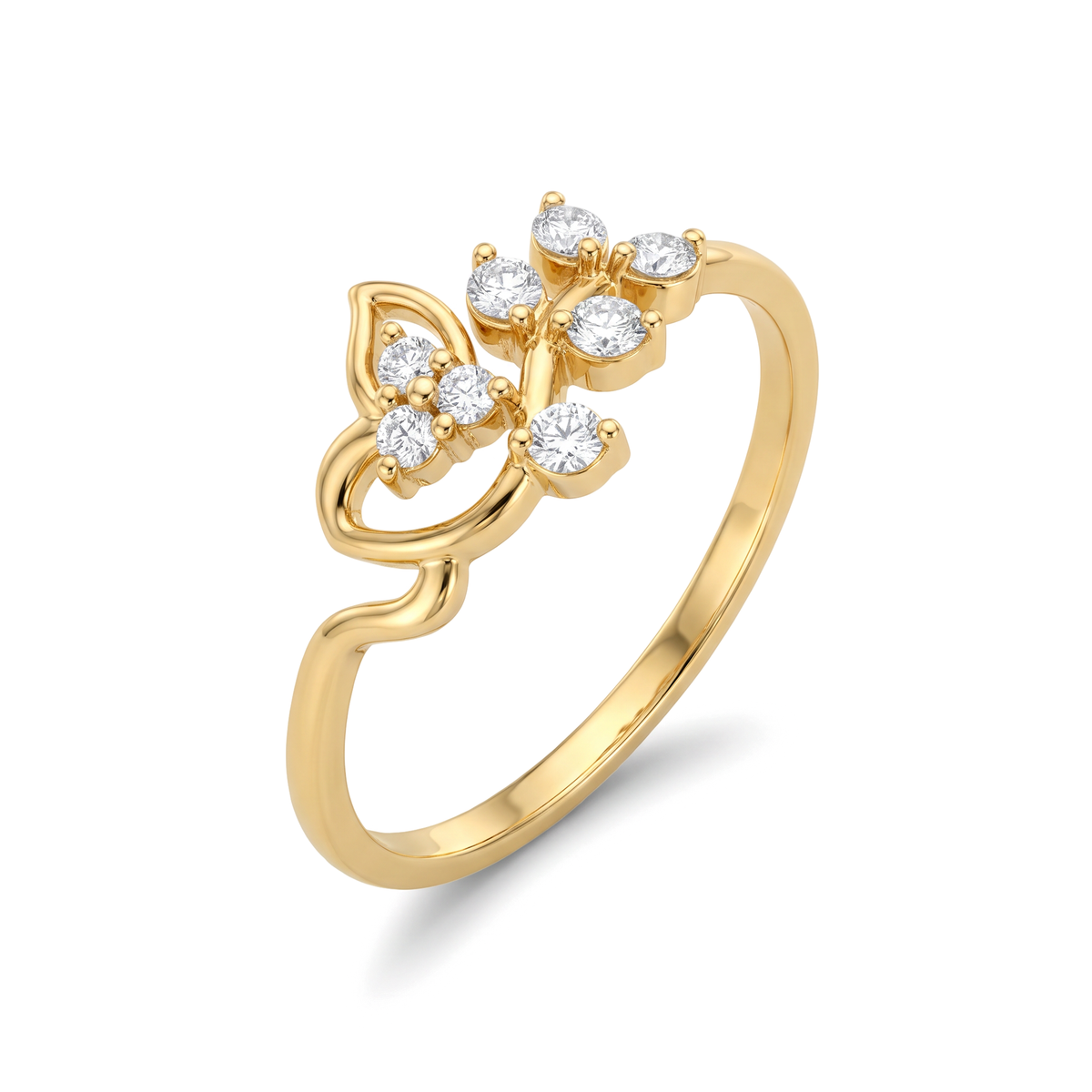 Botanical Leaf Vine Round Diamond Lab Grown Ring