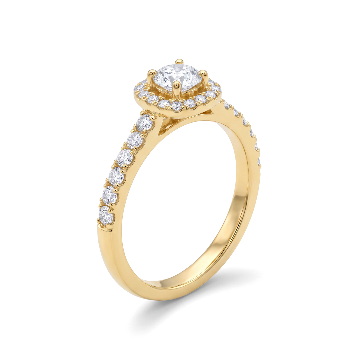 Cushion Halo Round Solitaire Ring
