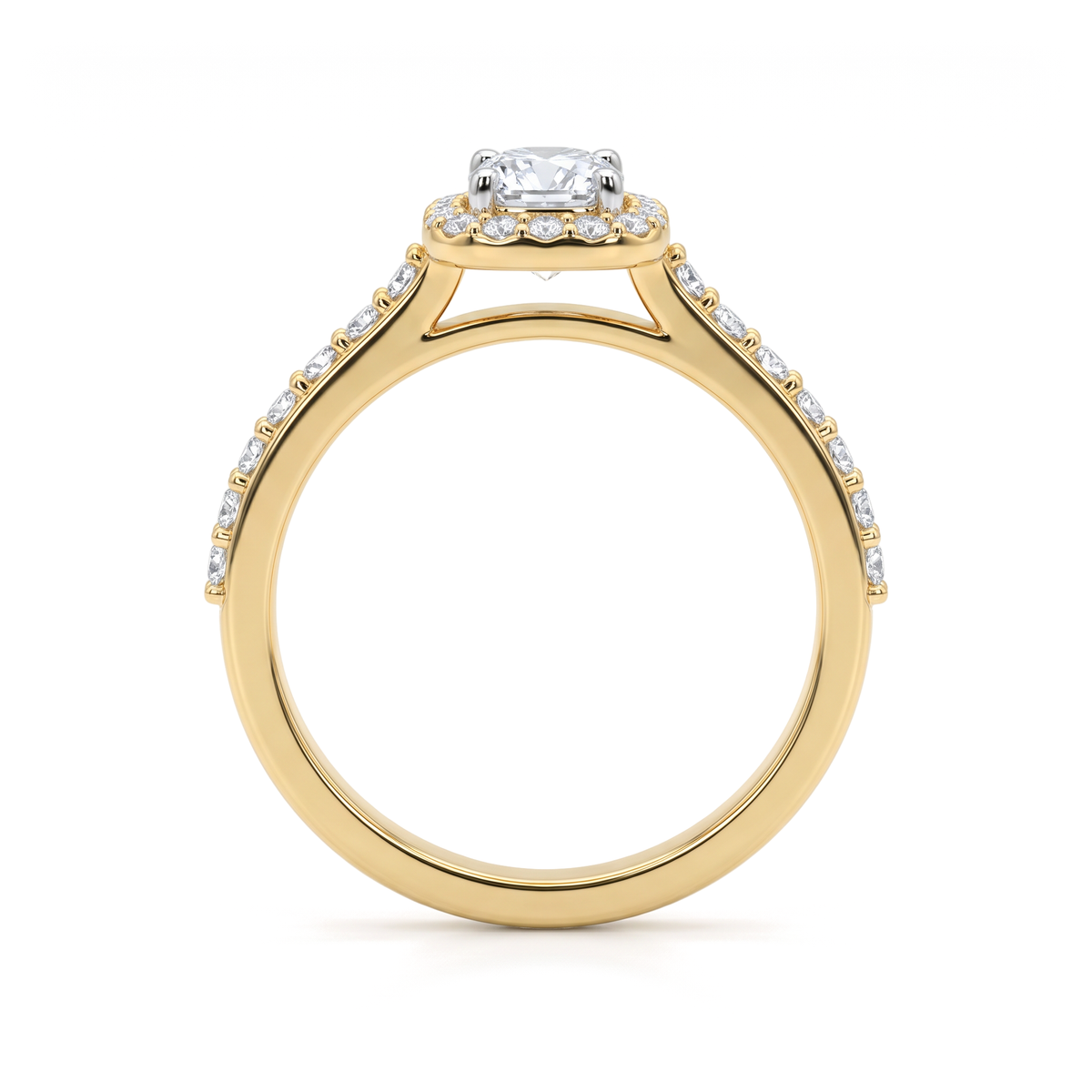 Cushion Halo Round Solitaire Ring