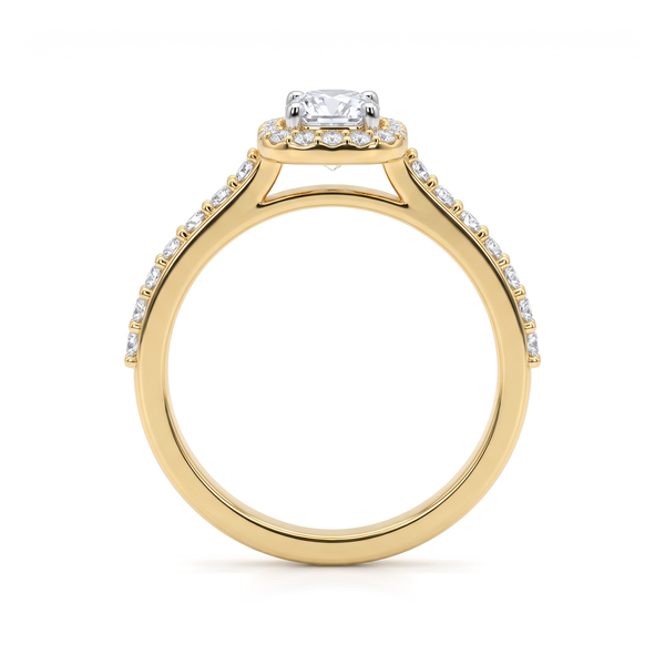 Cushion Halo Round Solitaire Ring