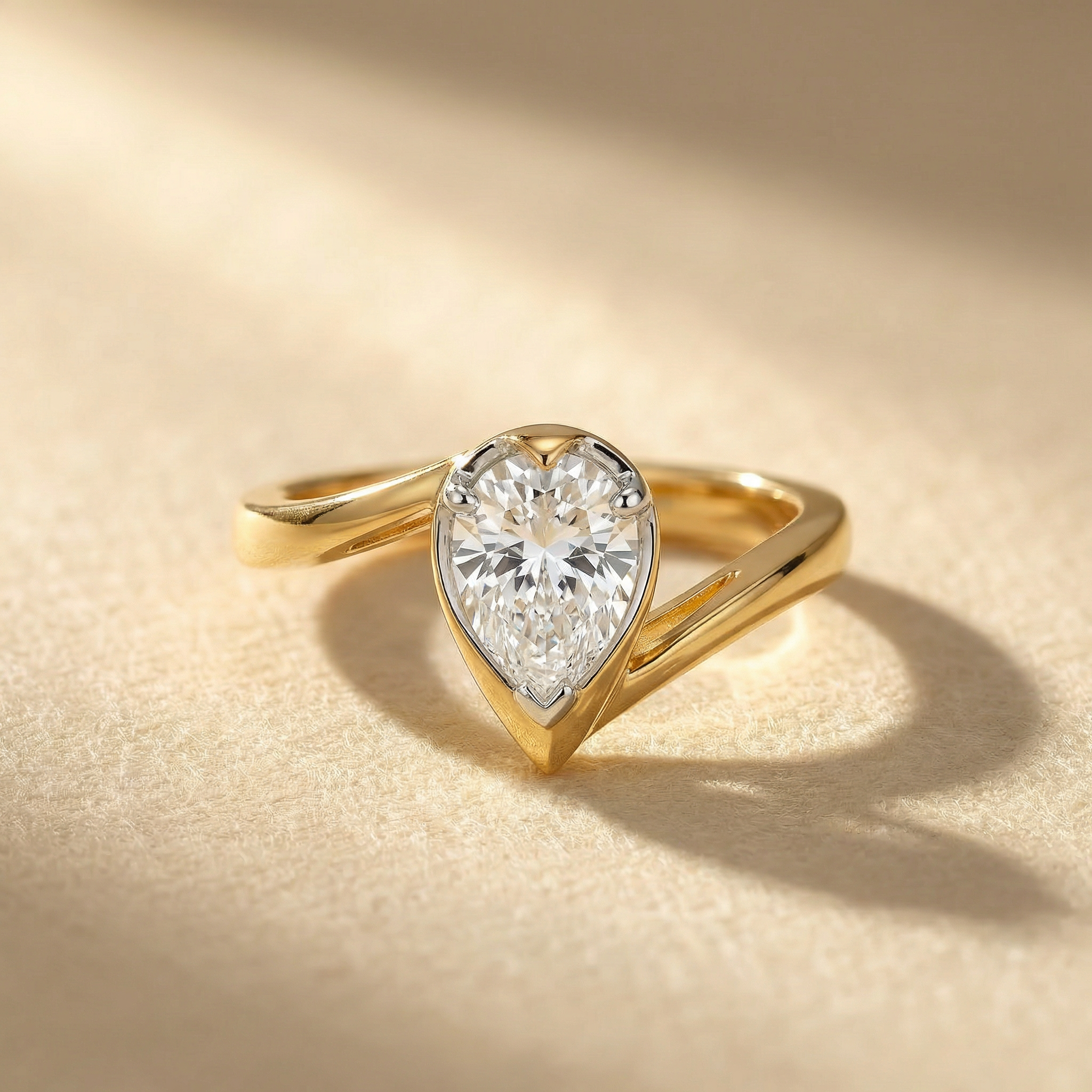 Open Wrap Pear Solitaire Lab Grown Diamond Ring