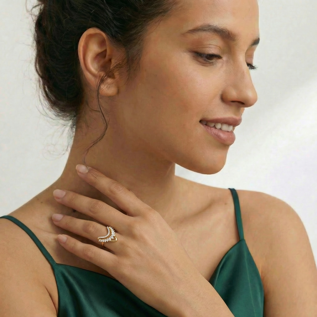 Layered Marquise Drop Statement Lab Grown Diamond Ring