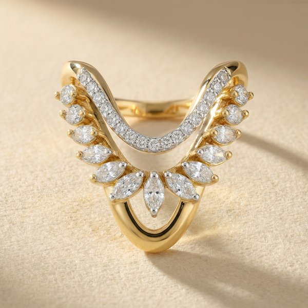 Layered Marquise Drop Statement Lab Grown Diamond Ring