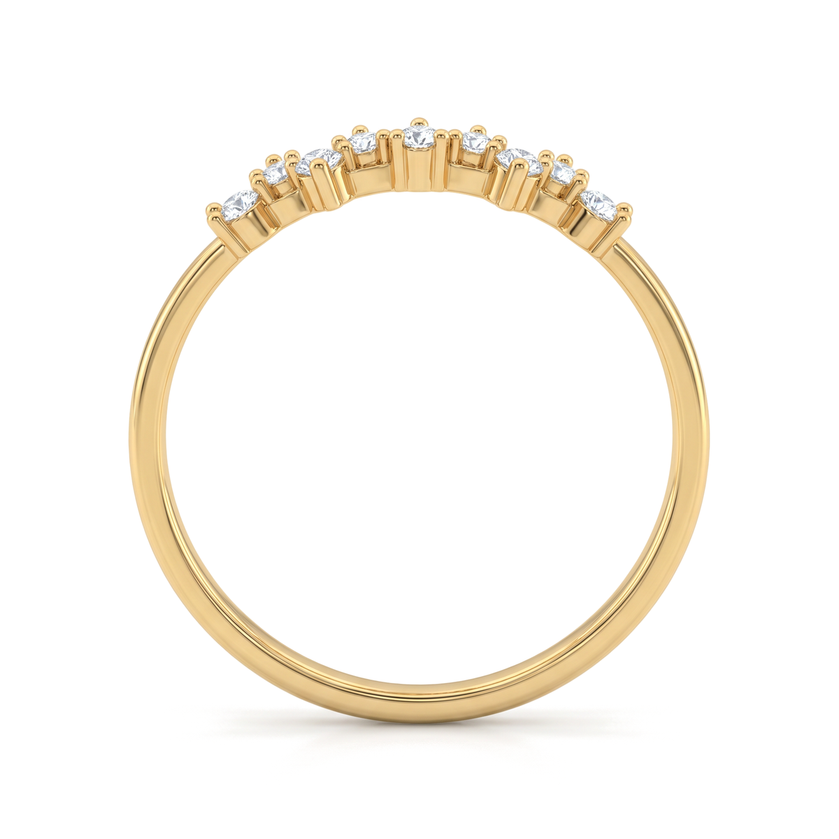 Staggered Contour Band Round Diamond Lab Grown Ring