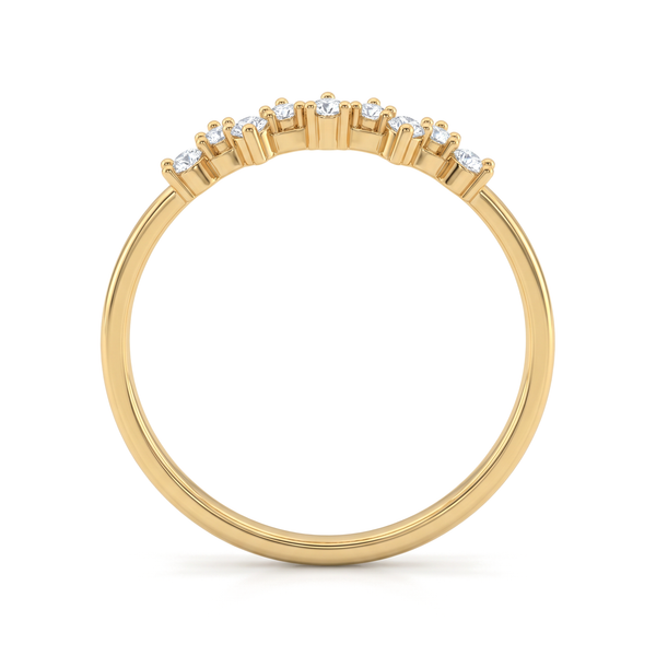 Staggered Contour Band Round Diamond Lab Grown Ring