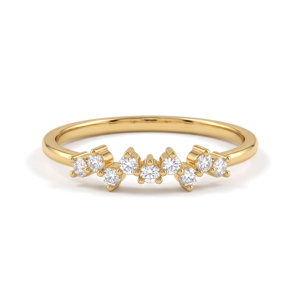 Staggered Contour Band Round Diamond Lab Grown Ring