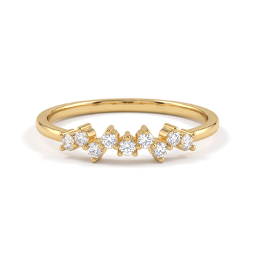 Staggered Contour Band Round Diamond Lab Grown Ring