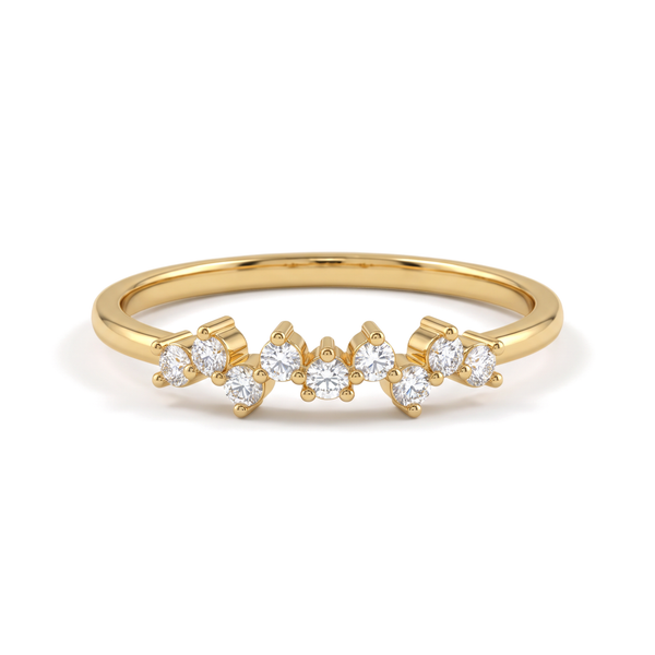 Staggered Contour Band Round Diamond Lab Grown Ring