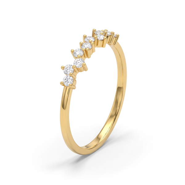 Staggered Contour Band Round Diamond Lab Grown Ring