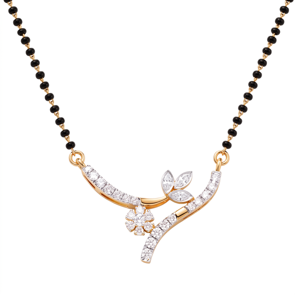 Curved Floral Twig Diamond Mangalsutra