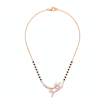 Curved Floral Twig Diamond Mangalsutra
