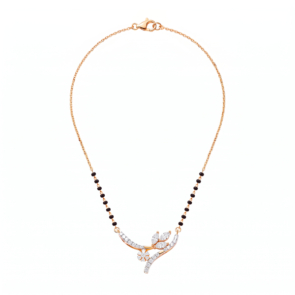 Curved Floral Twig Diamond Mangalsutra