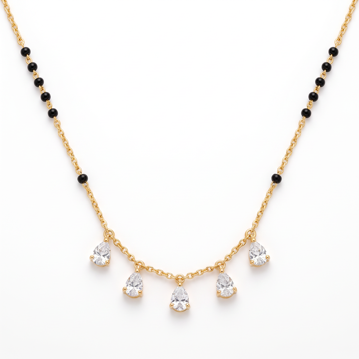 Five Pear-Drop Diamond Fringe Mangalsutra