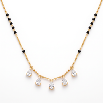 Five Pear-Drop Diamond Fringe Mangalsutra